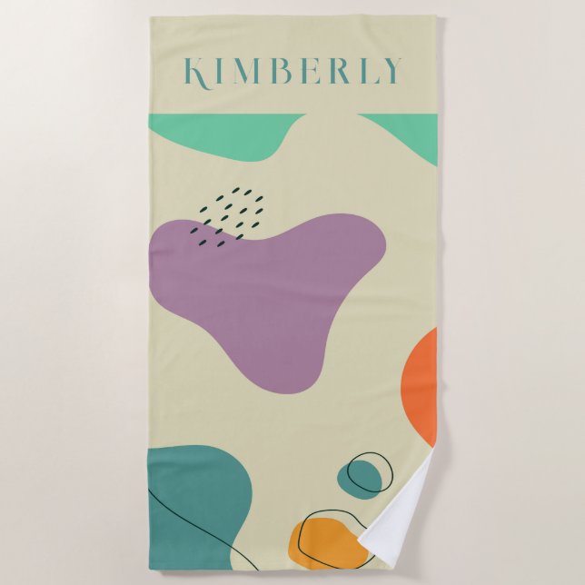 Pastel colours abstract shapes modern background beach towel (Front)