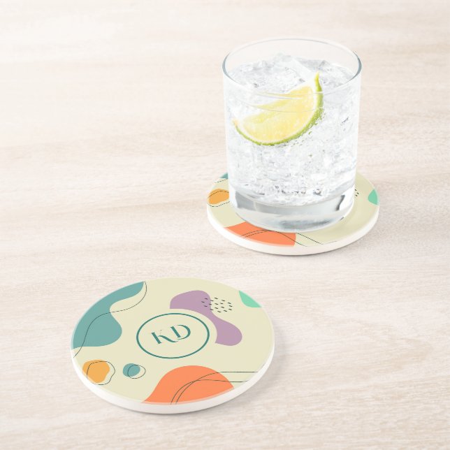 Pastel colours abstract shapes modern background coaster (Side)