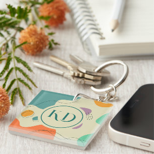 Pastel colours abstract shapes modern background key ring