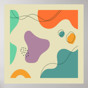 Pastel colours abstract shapes modern background poster