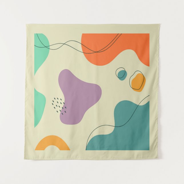 Pastel colours abstract shapes modern background tapestry (Front)