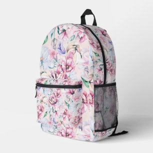 Pastel colours aesthetic flowers  pattern printed backpack