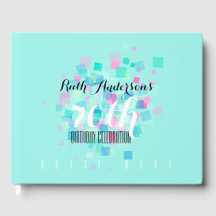 Pastel Colours Aqua 70th Birthday Party Guest Book