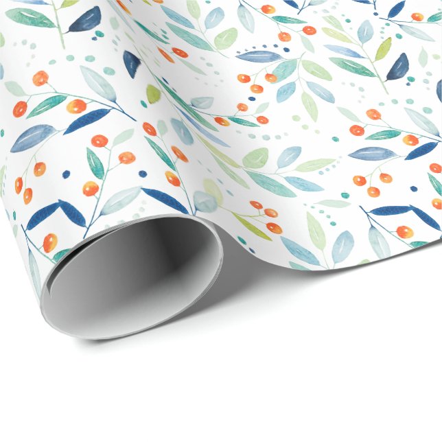 Pastel Colours Botanicals Watercolors Pattern Wrapping Paper (Roll Corner)