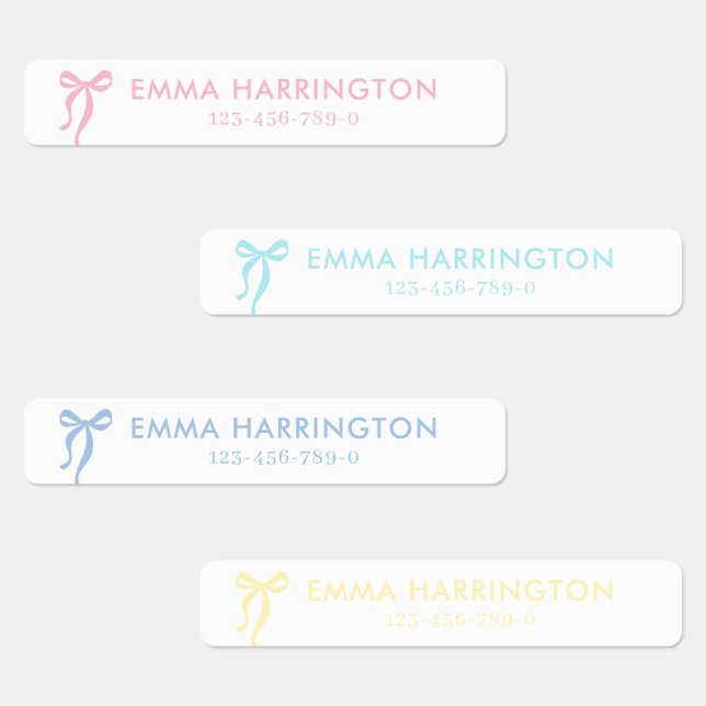 Pastel Colours Bow Kids Name and Contacts (Group)