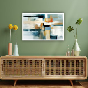 Pastel colours brushstrokes abstract geometric art poster