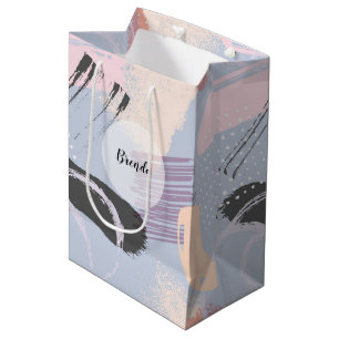 Pastel colours brushstrokes collage pattern medium gift bag