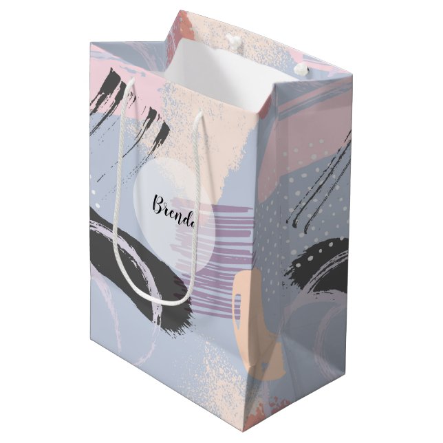 Pastel colours brushstrokes collage pattern medium gift bag (Front Angled)