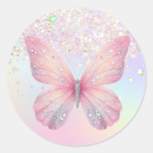 pastel colours butterfly  classic round sticker