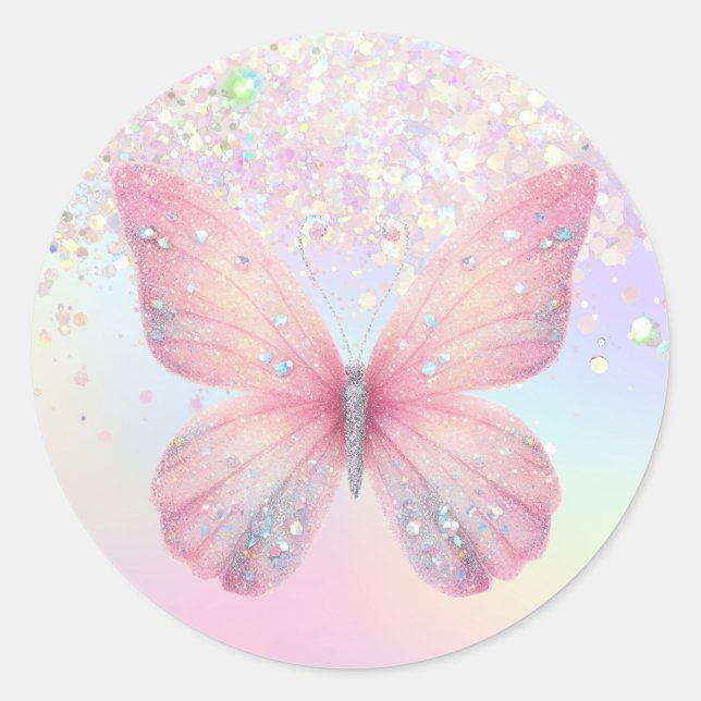 pastel colours butterfly  classic round sticker (Front)