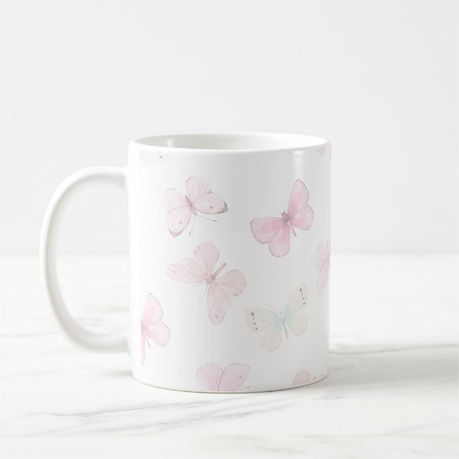 Pastel colours butterfly coffee mug (Left)