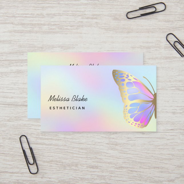 pastel colours butterfly logo business card (Front/Back In Situ)