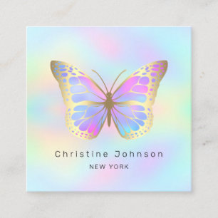 pastel colours butterfly square business card