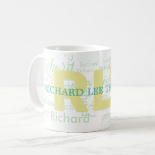 pastel colours clear light monogram coffee mug