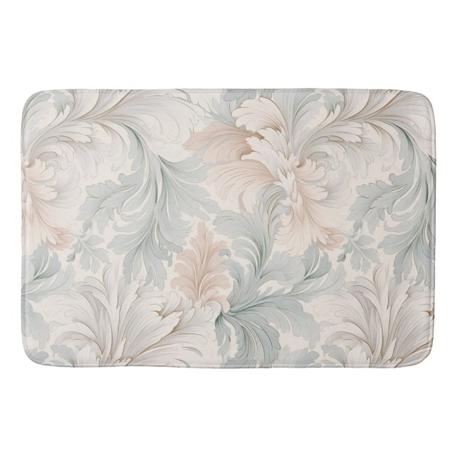 Pastel colours delicate ornamental floral motifs bath mat (Front)