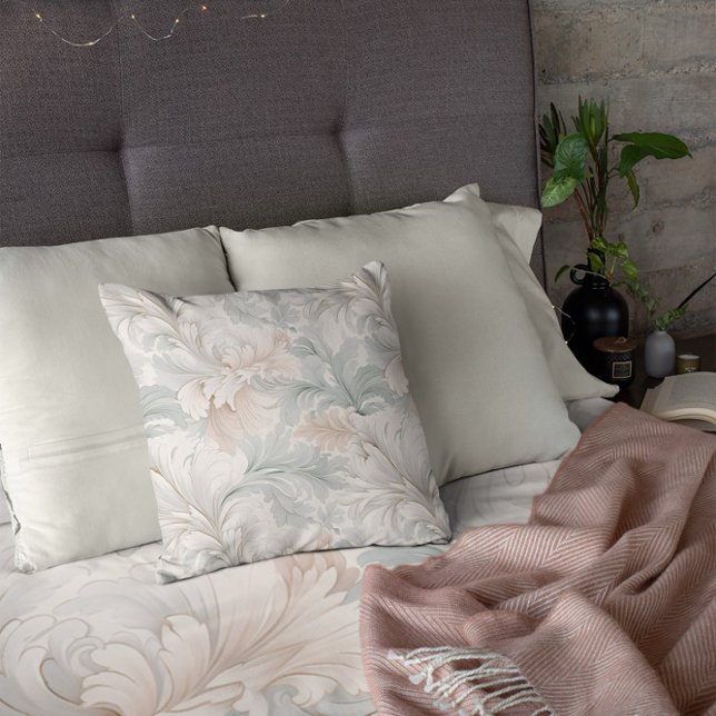 Pastel colours delicate ornamental floral motifs cushion (Creator Uploaded)