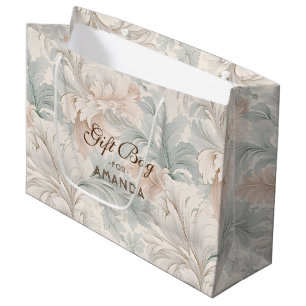 Pastel colours delicate ornamental floral motifs large gift bag