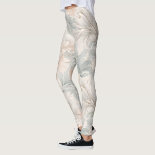Pastel colours delicate ornamental floral motifs leggings