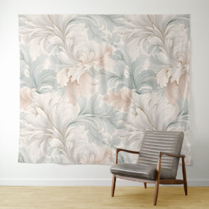 Pastel colours delicate ornamental floral motifs tapestry