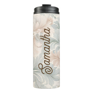 Pastel colours delicate ornamental floral motifs thermal tumbler