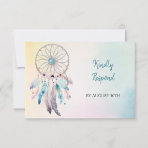 Pastel Colours Dreamcatcher Wedding Menu RSVP
