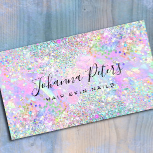 pastel colours faux glitter abstract opal design  business card