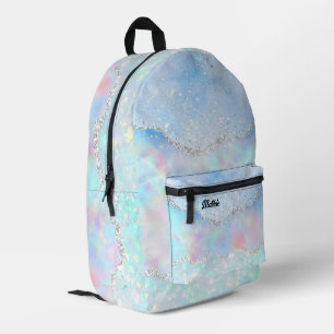 pastel colours faux glitter effect printed backpack