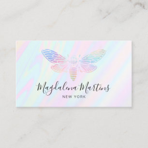 pastel colours FAUX holographic effect bug logo Business Card