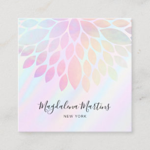 pastel colours FAUX holographic effect dahlia Square Business Card
