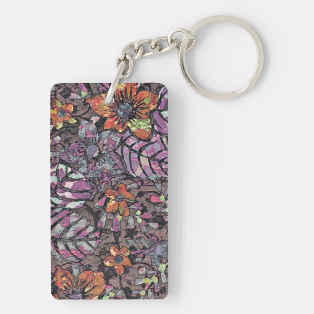 Pastel Colours floral pattern romantic digital art Key Ring (Back)