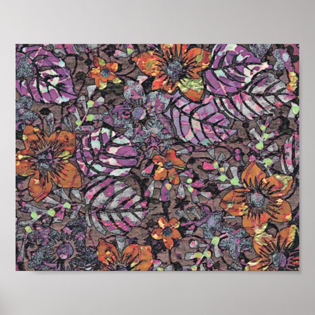 Pastel Colours floral pattern romantic digital art Poster (Front)