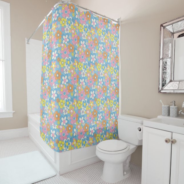 Pastel Colours - Floral Shower Curtains - Interior (In Situ)