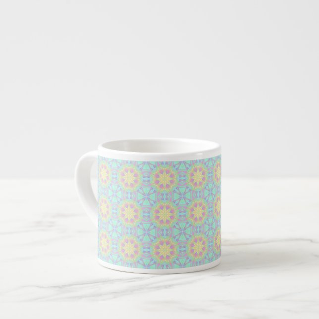 Pastel Colours Geometric Tile Pattern Espresso Cup (Front Left)