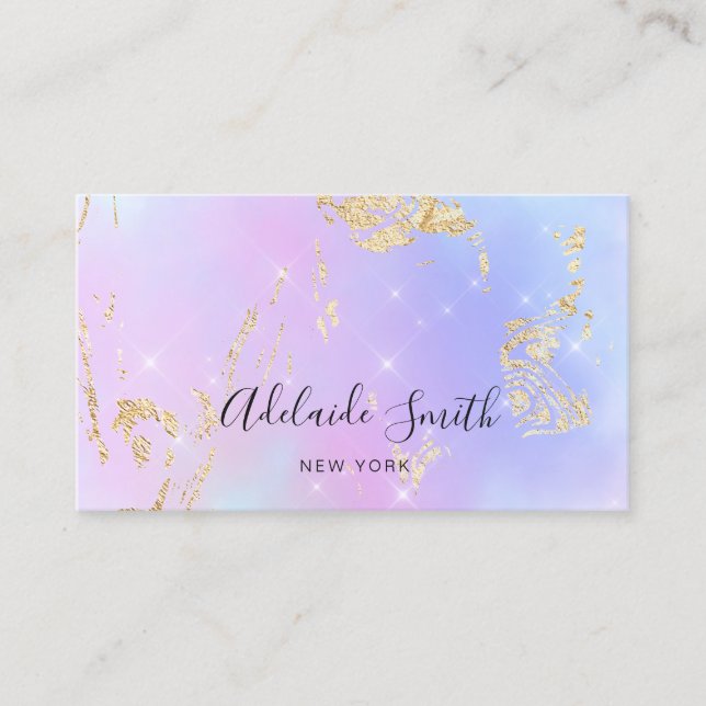 pastel colours gradients faux glitter business card (Front)