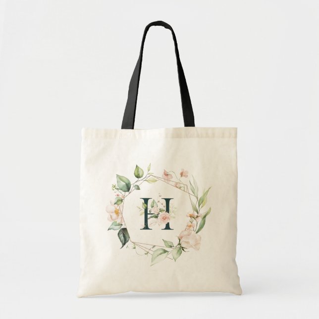 Pastel colours great with a floral monogram H Tote Bag (Front)