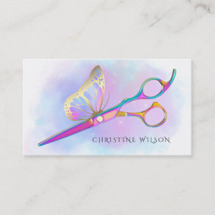 pastel colours hairstylist butterfly logo business card