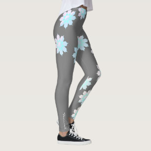 Pastel Colours Happy Turquoise Petals Leggings