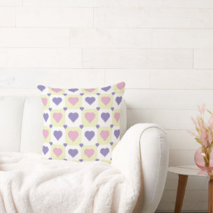 Pastel colours. Heart shape pattern. Cushion
