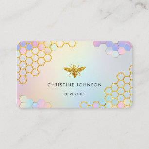 pastel colours hexagons bee logo business card