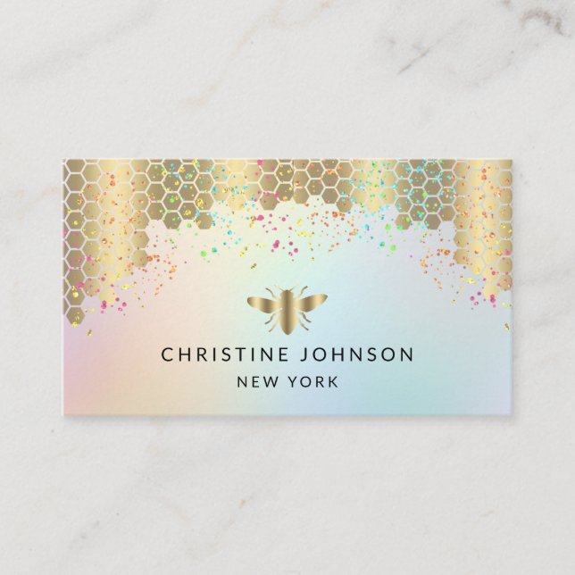 pastel colours honey bee design business card (Front)