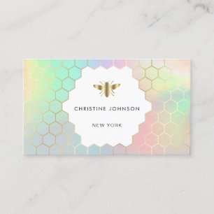 pastel colours honeycomb hexagons bee logo business card