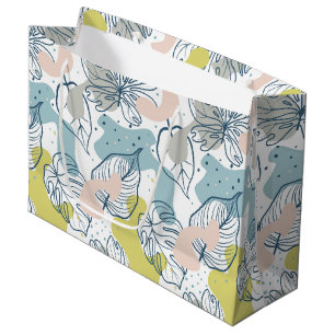 Pastel colours leaves and organic shapes pattern large gift bag