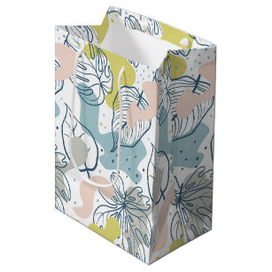 Pastel colours leaves and organic shapes pattern medium gift bag
