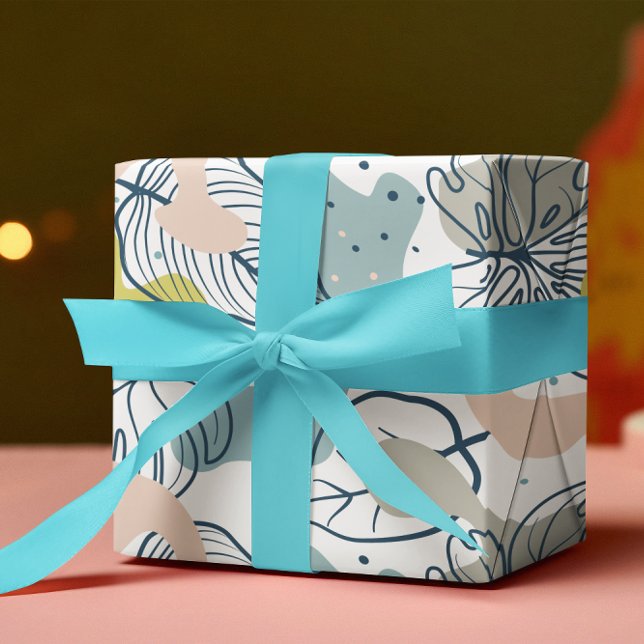 Pastel colours leaves and organic shapes pattern wrapping paper (Creator Uploaded)