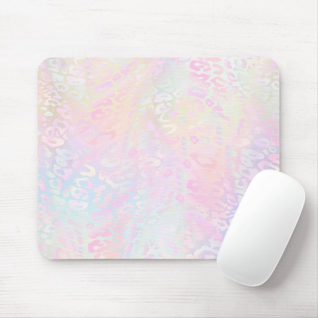 pastel colours leopard print mouse pad (With Mouse)