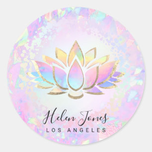 pastel colours lotus square business card classic round sticker
