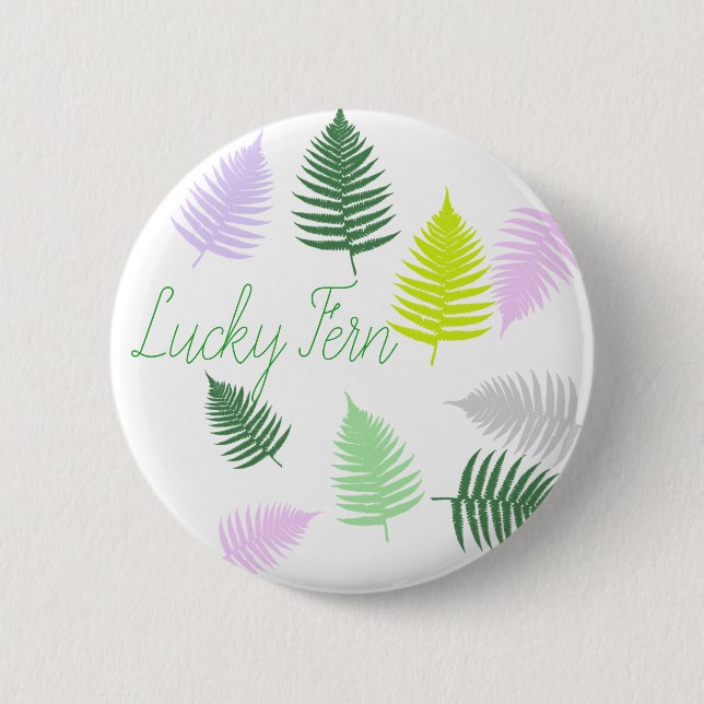 Pastel Colours Lucky Fern 6 Cm Round Badge (Front)
