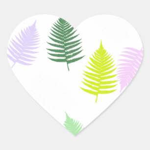 Pastel Colours Lucky Fern Heart Sticker