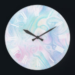 pastel colours marble background large clock<br><div class="desc">marble clock</div>
