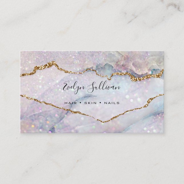 pastel colours marble gold veins business card (Front)